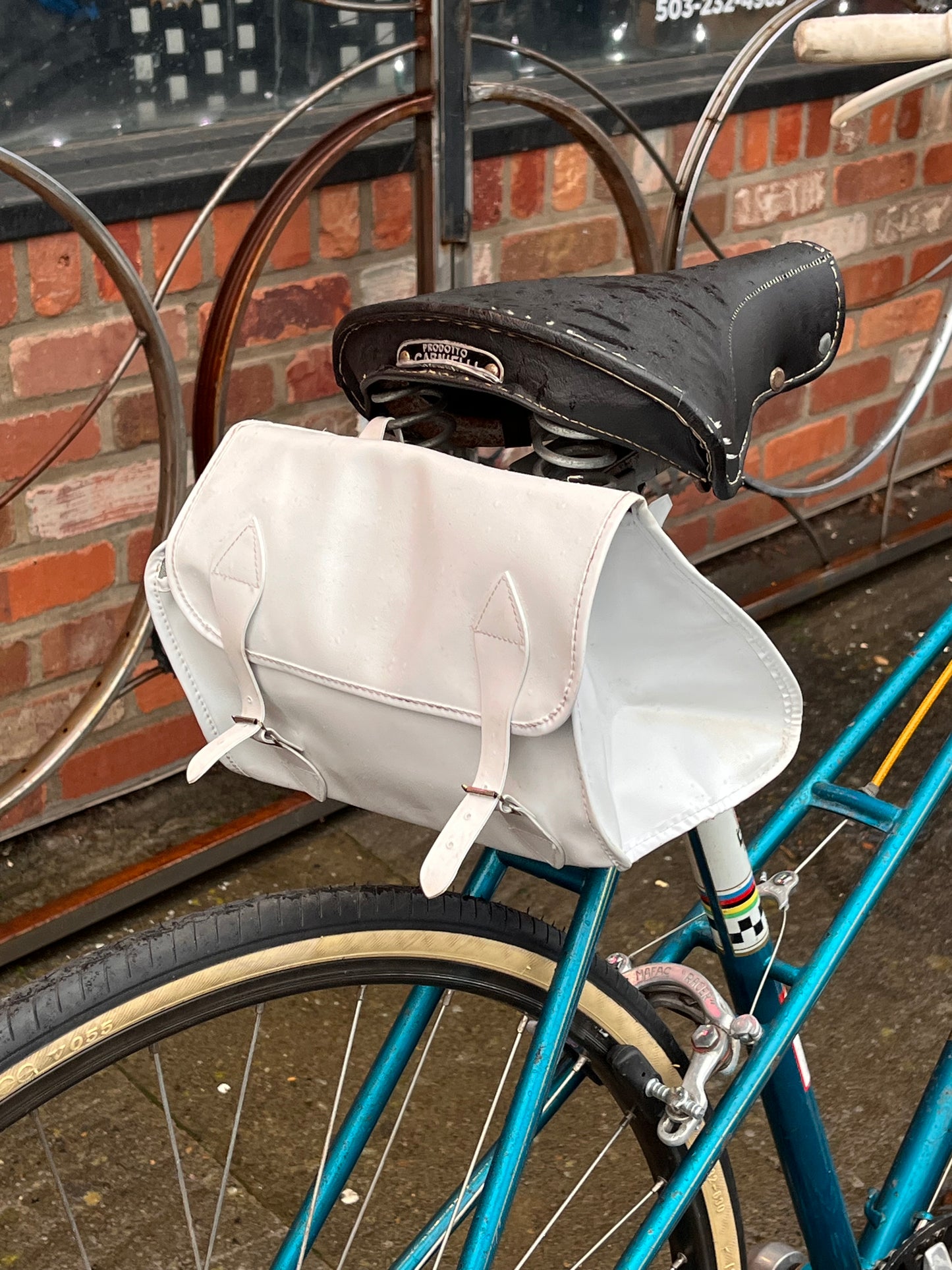 Vintage 1970s White Vinyl Bicycle Saddle Bag - Made in Japan Custom refurbished