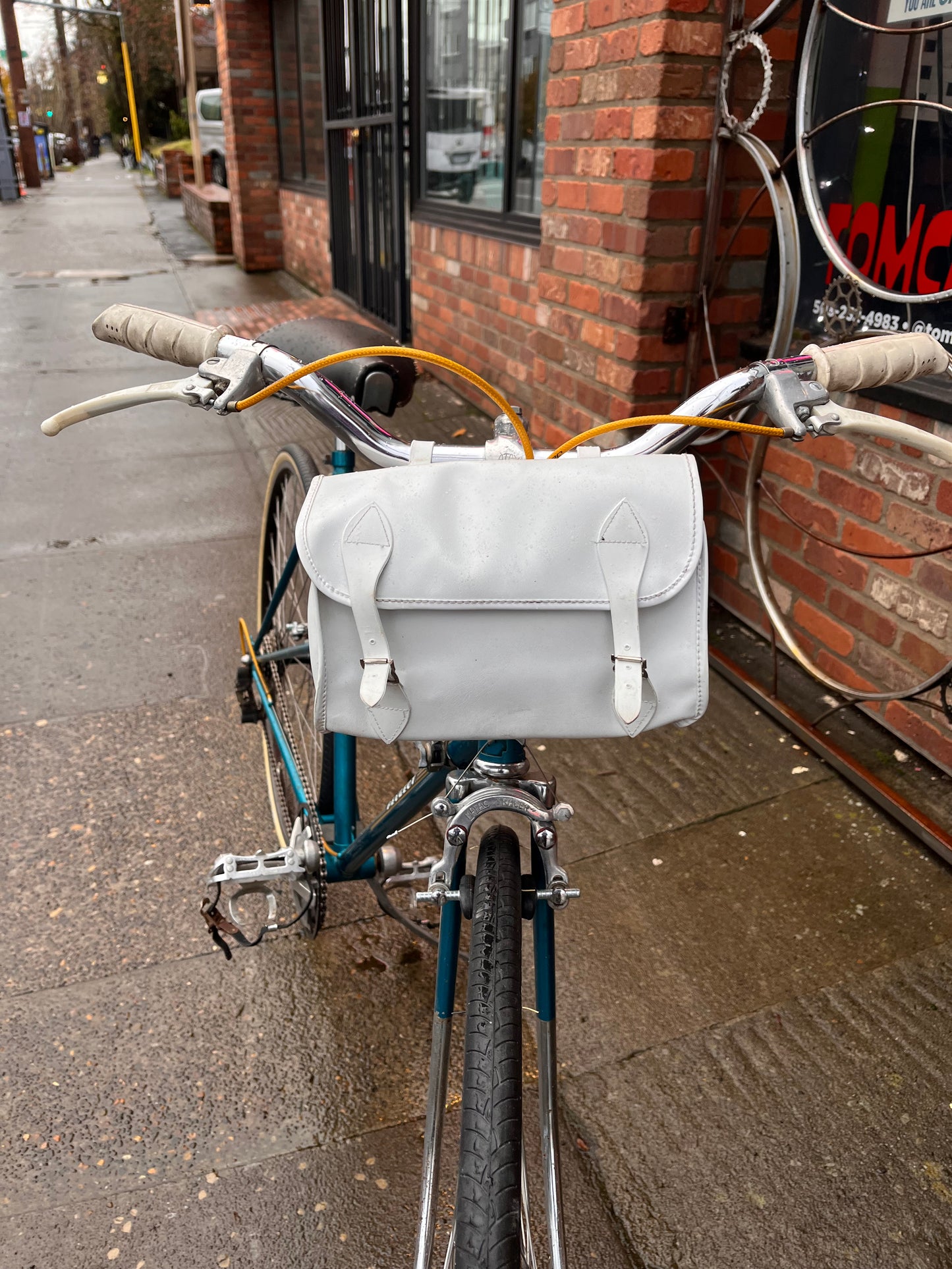 Vintage 1970s White Vinyl Bicycle Saddle Bag - Made in Japan Custom refurbished