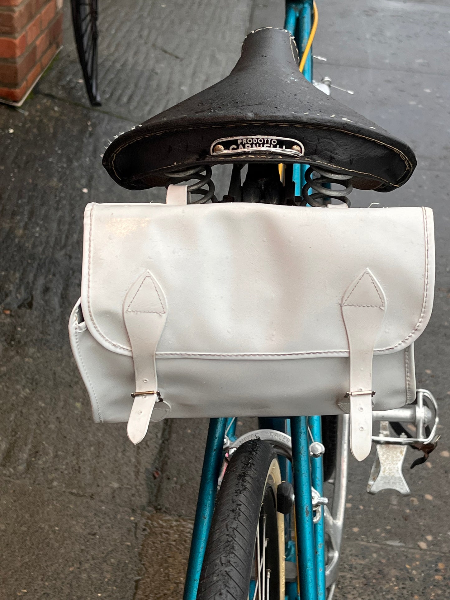 Vintage 1970s White Vinyl Bicycle Saddle Bag - Made in Japan Custom refurbished