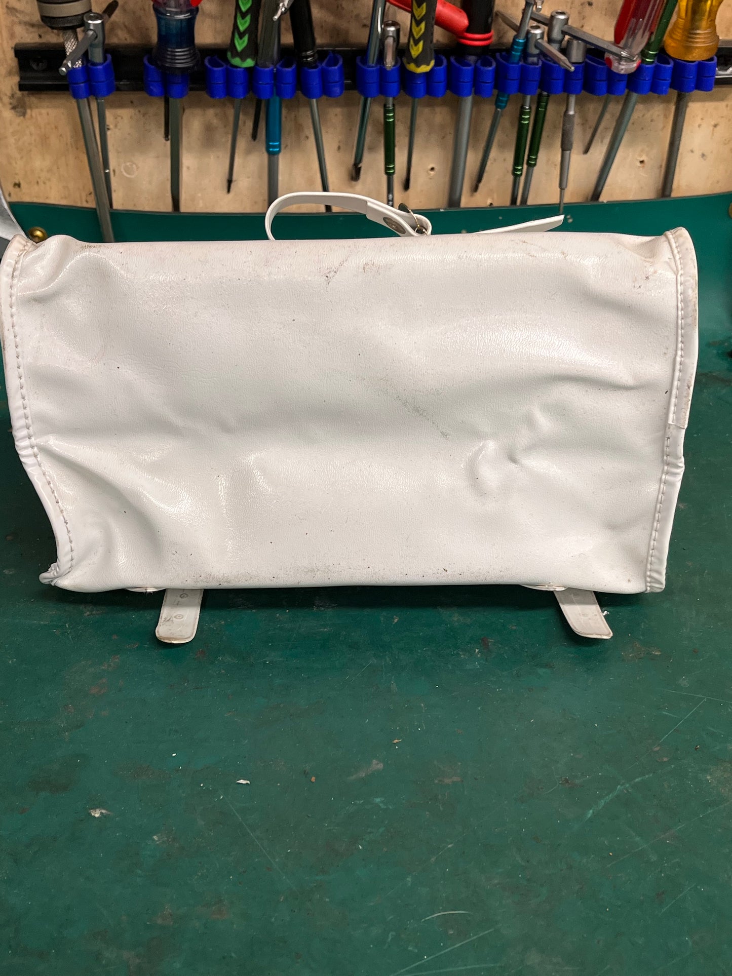 Vintage 1970s White Vinyl Bicycle Saddle Bag - Made in Japan Custom refurbished