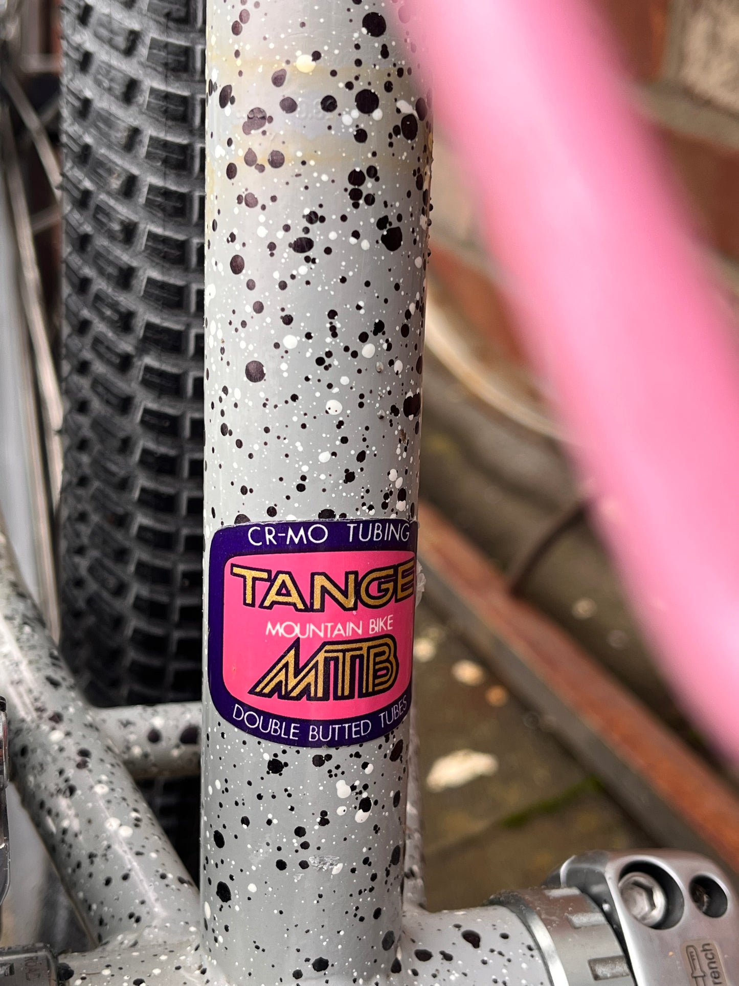 Parkpre Catalyst P 1990 vintage mountain complete bike 21”, frame 26” wheels grey splatter pink