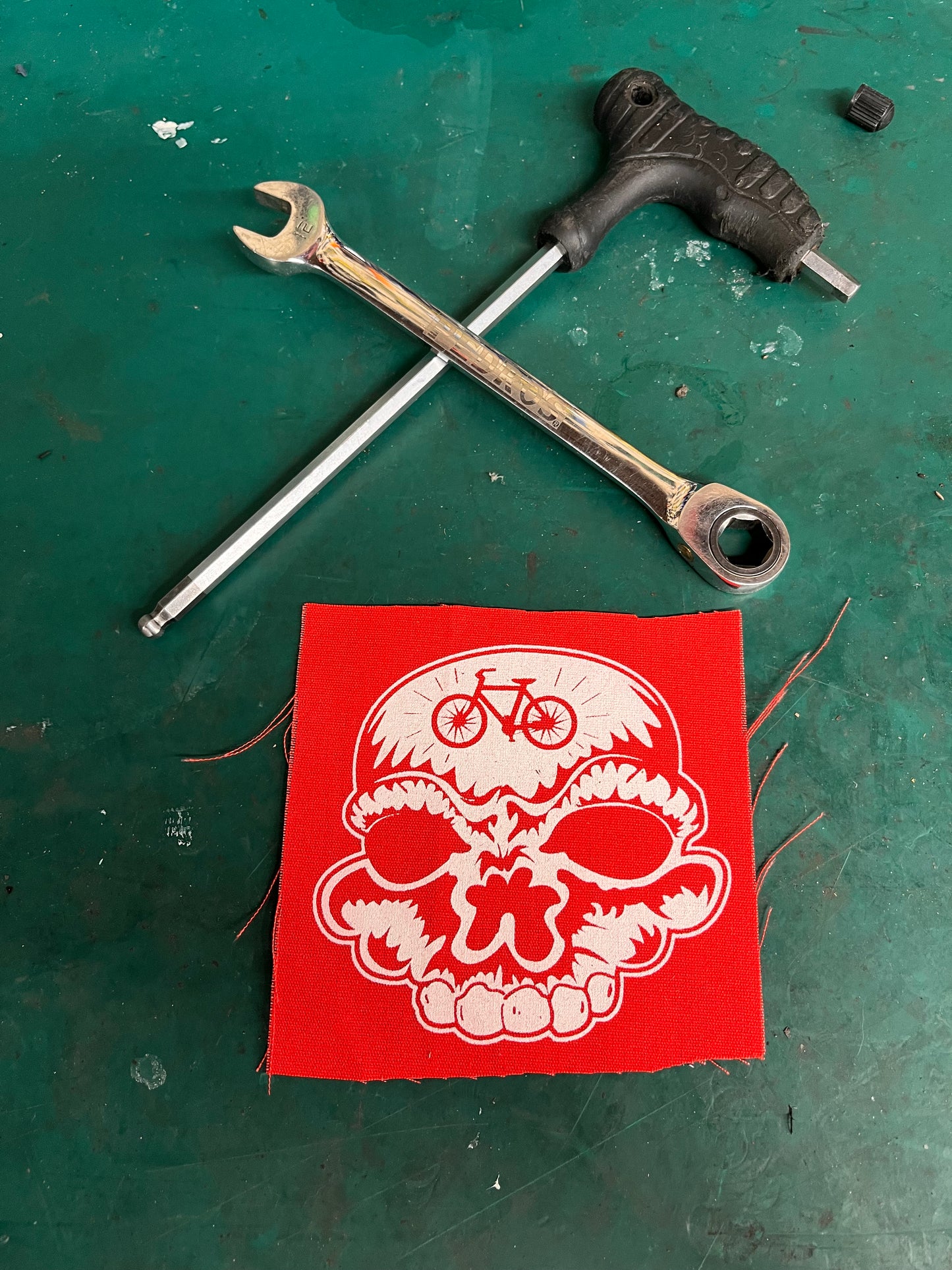 Bike Punk Patch red 4x4ish” silk screened vintage DIY